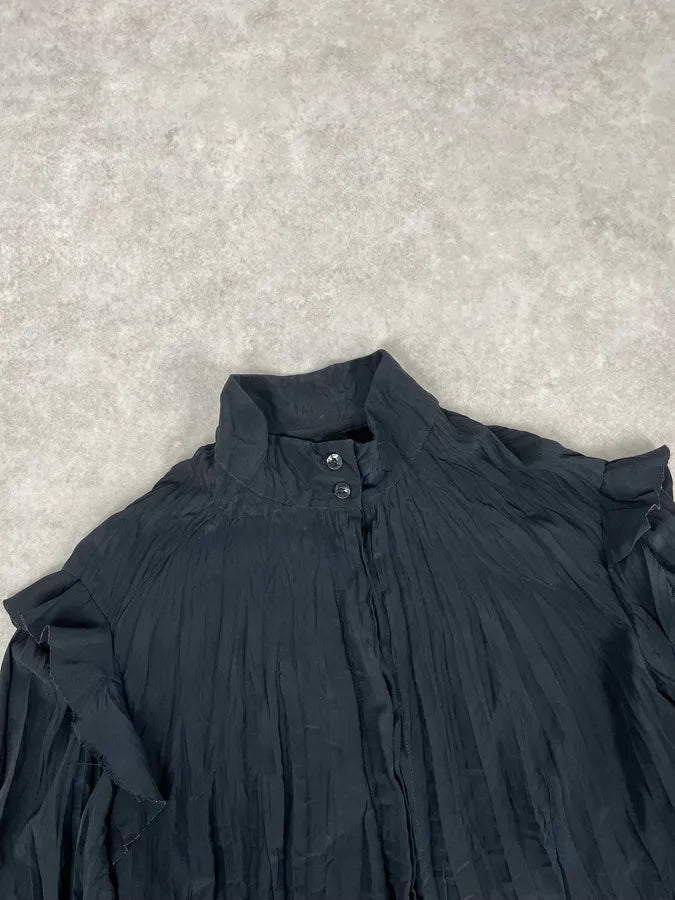 2000s Cavalli Black Pleats Minimalist Shirt DNAgUBh 3
