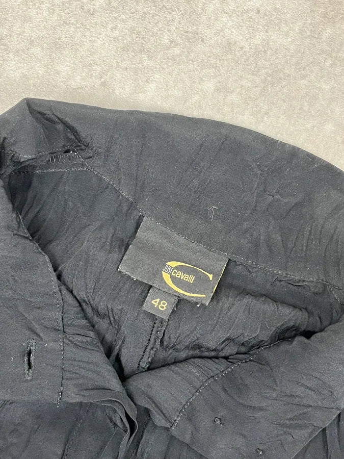 2000s Cavalli Black Pleats Minimalist Shirt DNAgUBh 7