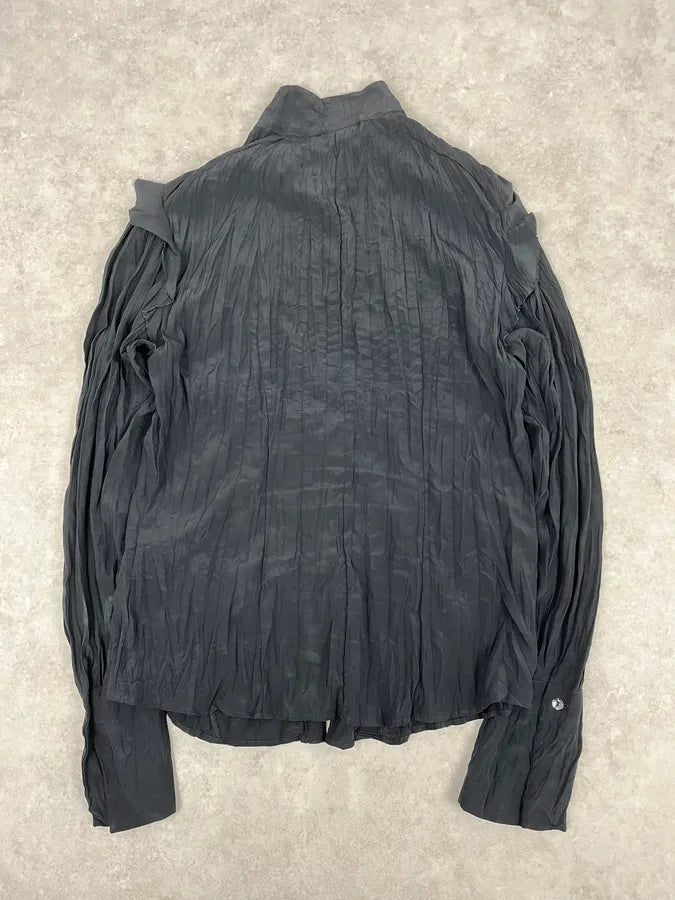 2000s Cavalli Black Pleats Minimalist Shirt DNAgUBh 4