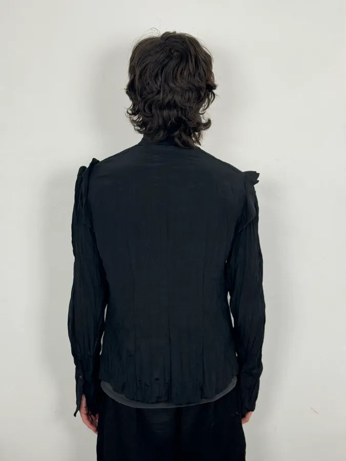 2000s Cavalli Black Pleats Minimalist Shirt DNAgUBh 2