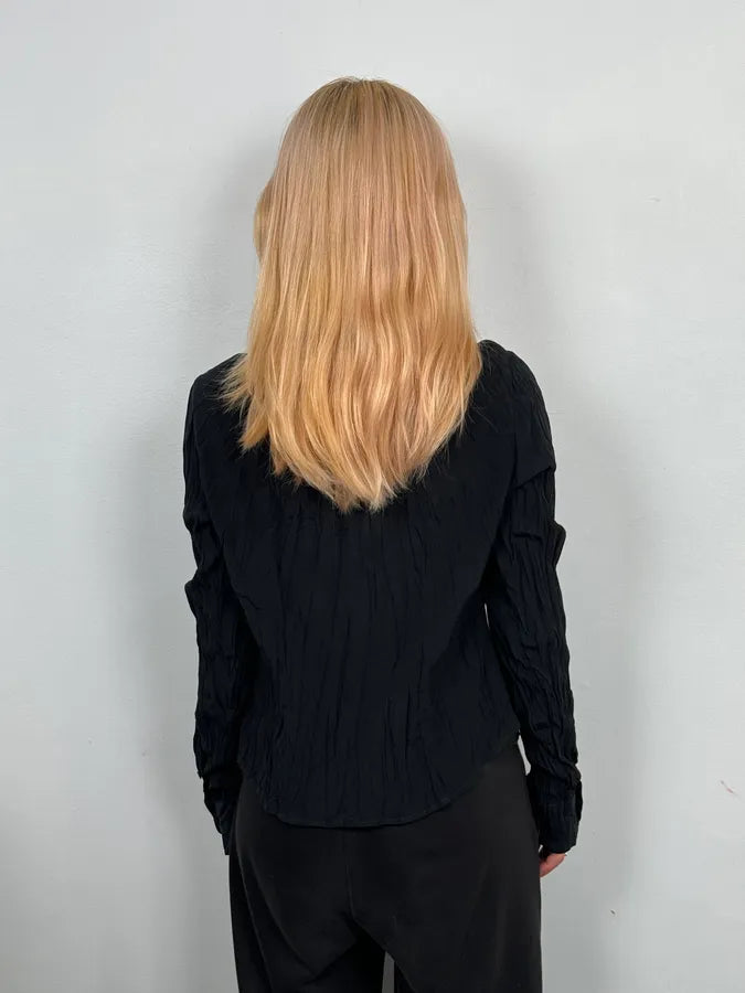 2000s Cavalli Black Pleats Shirt XMLOkYc 1