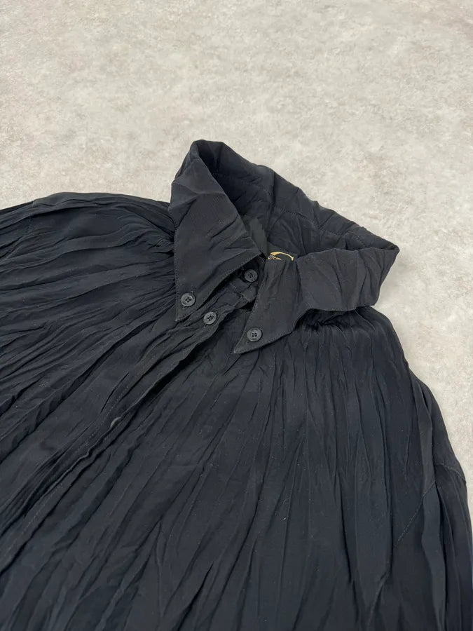 2000s Cavalli Black Pleats Shirt XMLOkYc 3