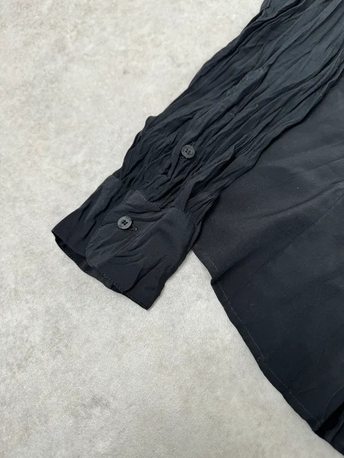 2000s Cavalli Black Pleats Shirt XMLOkYc 4