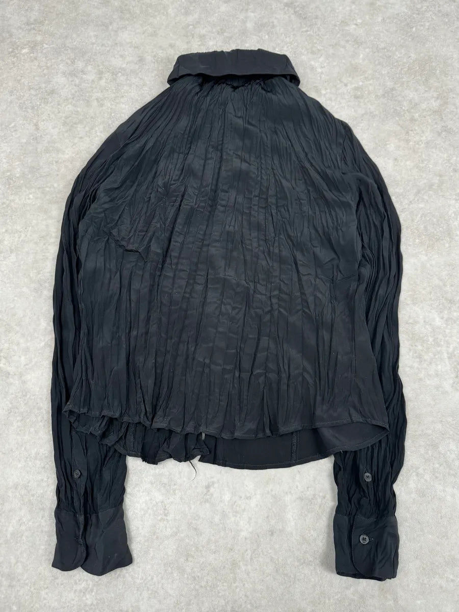 2000s Cavalli Black Pleats Shirt XMLOkYc 5