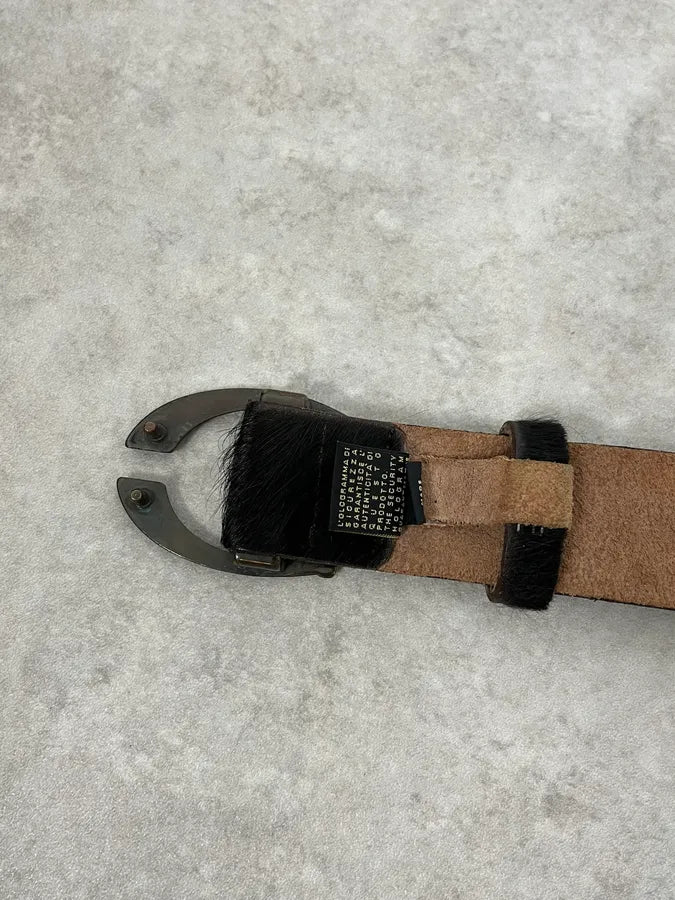 2000s Cavalli Black Pony Hair Leather Belt xSyyyHt 4