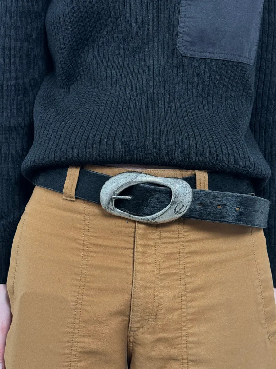 2000s Cavalli Black Pony Hair Leather Belt gbIQrTi 0