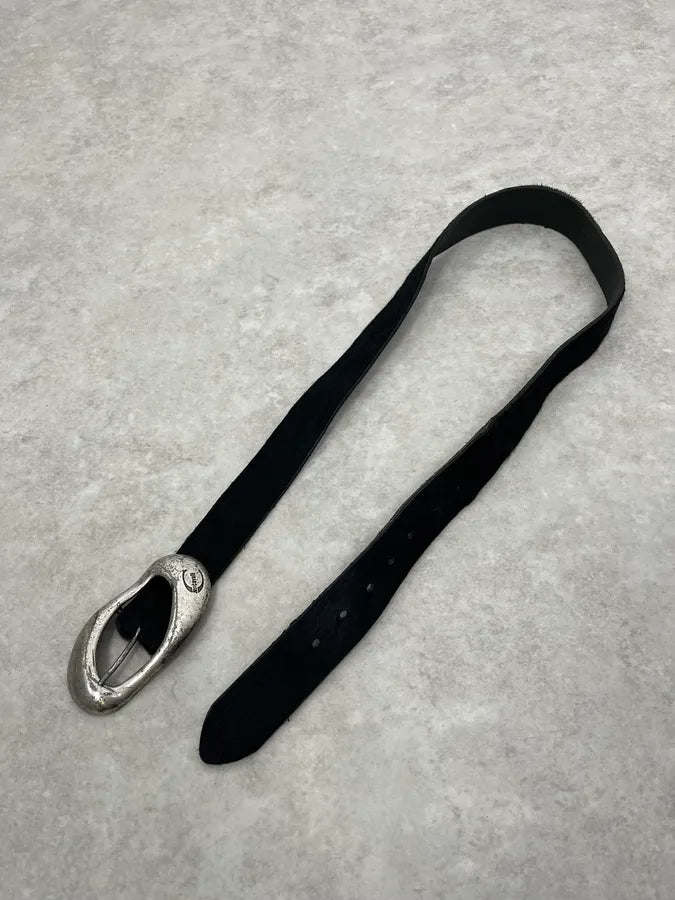 2000s Cavalli Black Pony Hair Leather Belt gbIQrTi 2