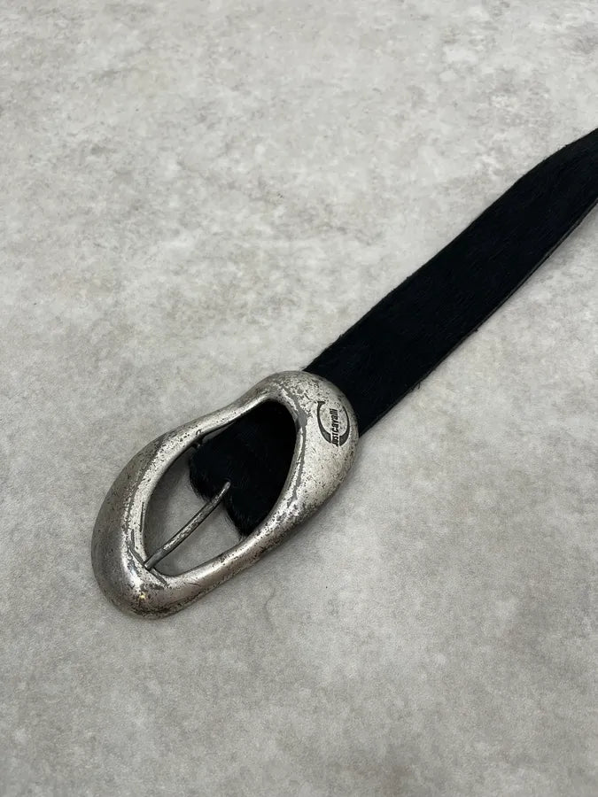 2000s Cavalli Black Pony Hair Leather Belt gbIQrTi 4