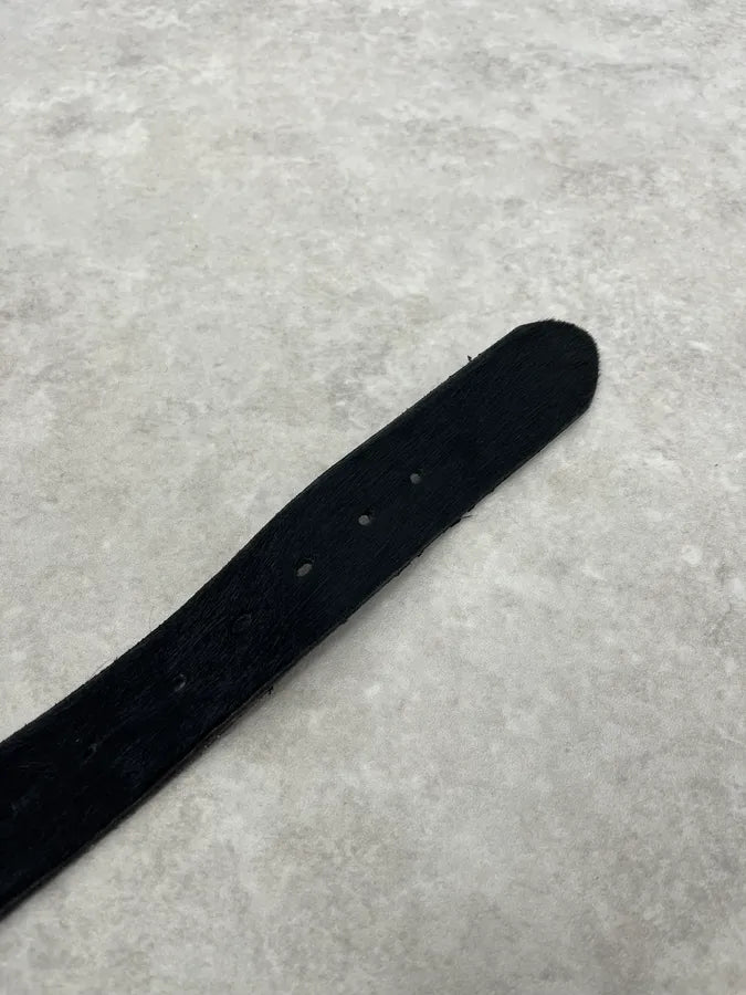 2000s Cavalli Black Pony Hair Leather Belt gbIQrTi 5