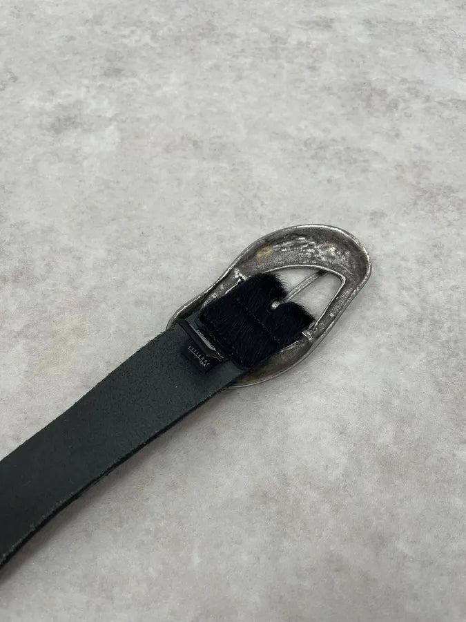 2000s Cavalli Black Pony Hair Leather Belt gbIQrTi 6