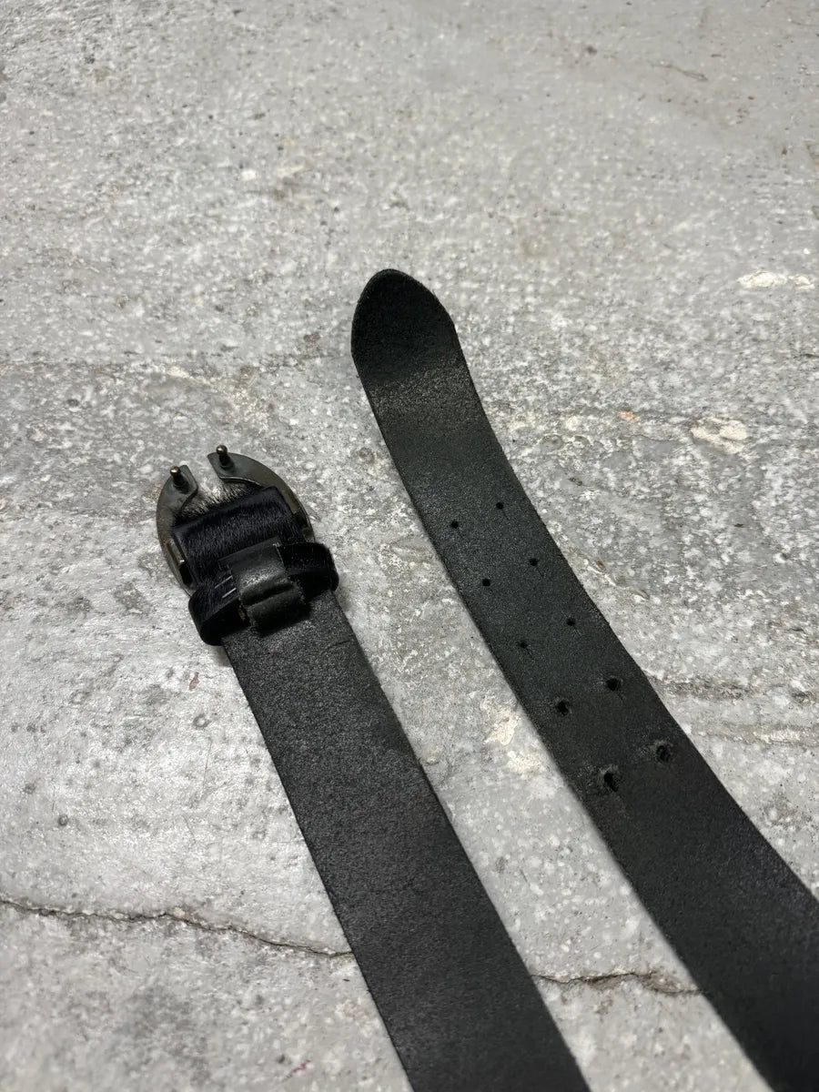 2000s Cavalli Black Pony Hair Leather Belt (OS) 4