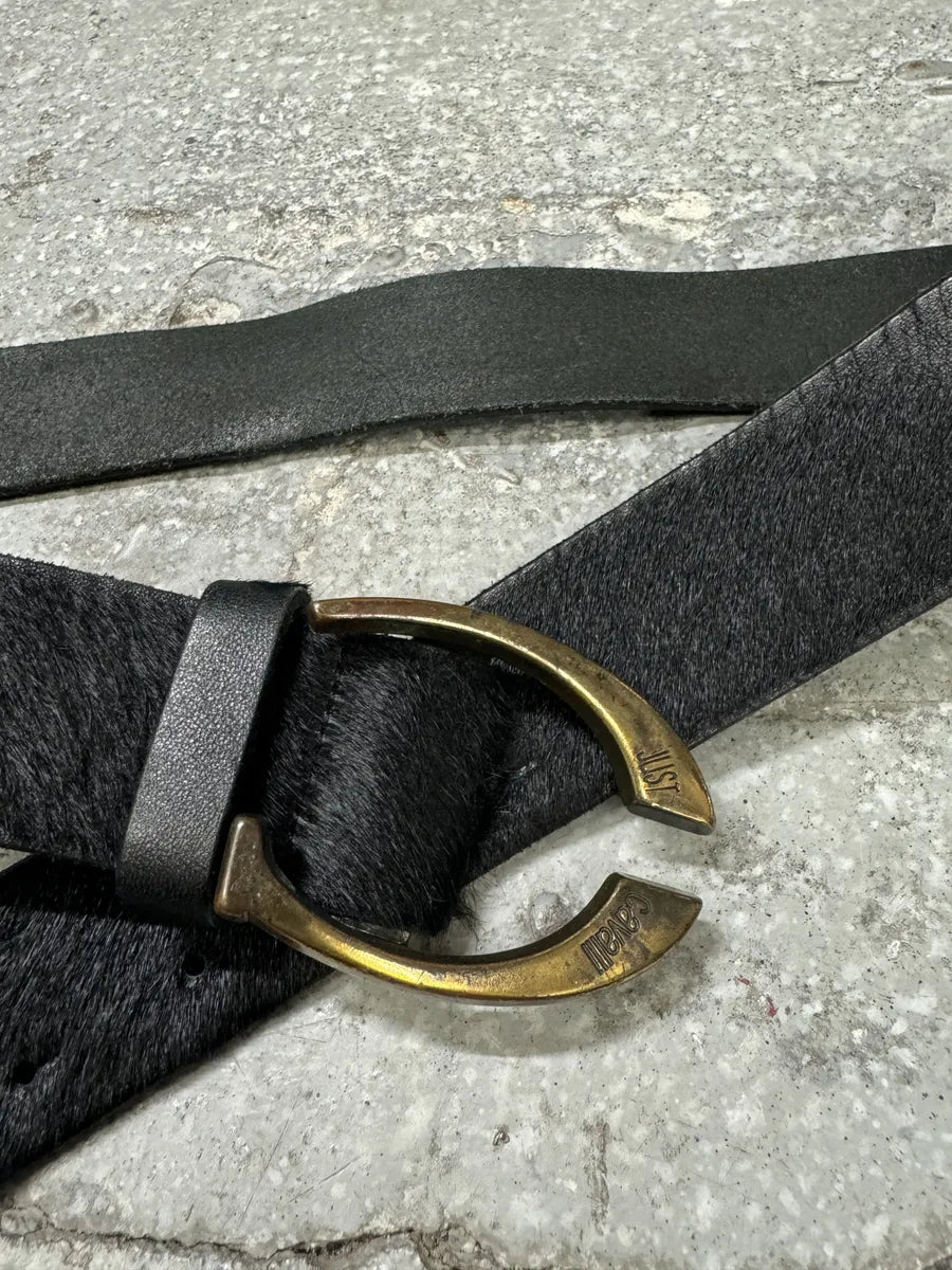 2000s Cavalli Black Pony Hair Leather Belt (OS) 6