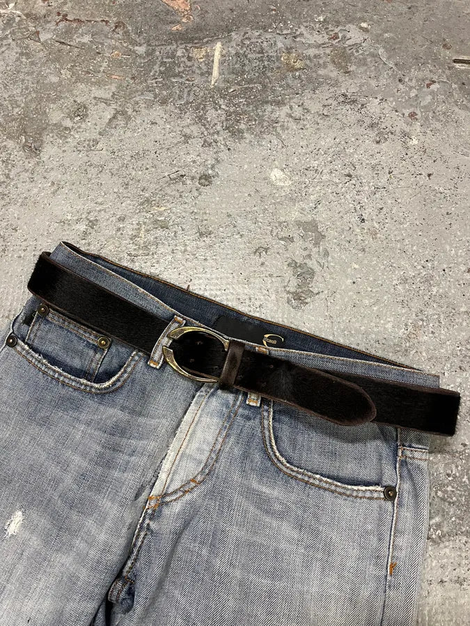 2000s Cavalli Black Pony Hair Leather Belt (OS) iPPeXCB 2