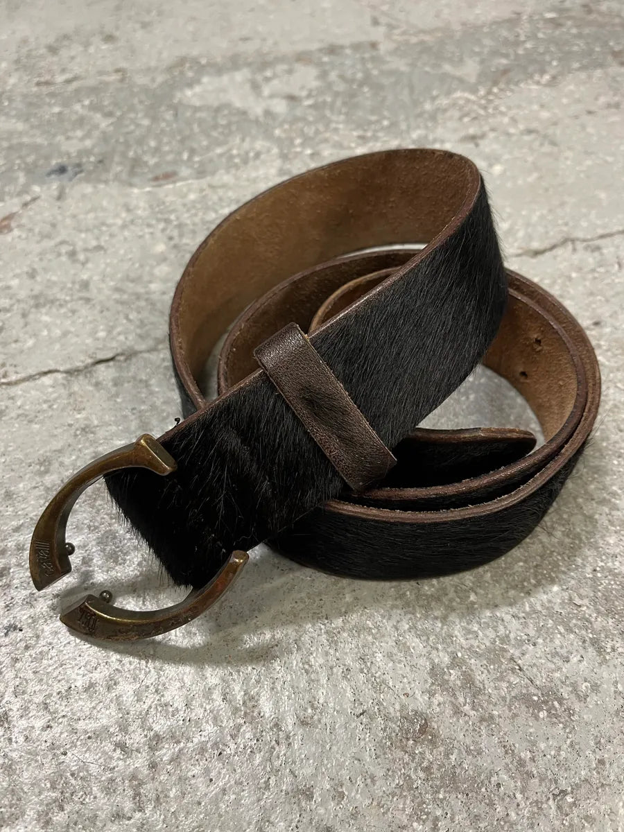2000s Cavalli Black Pony Hair Leather Belt (OS) iPPeXCB 3