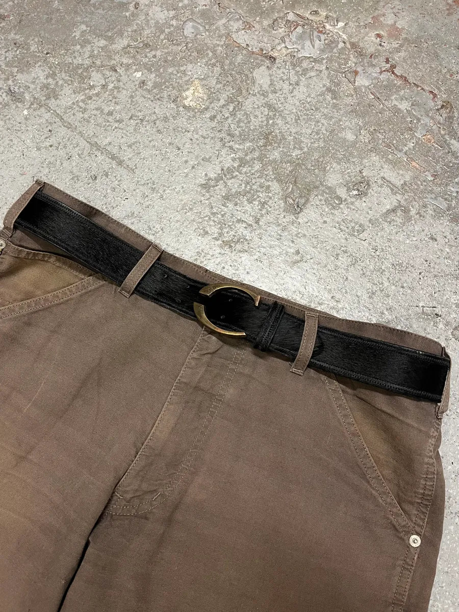 2000s Cavalli Black Pony Hair Leather Belt KkjQsUo 1