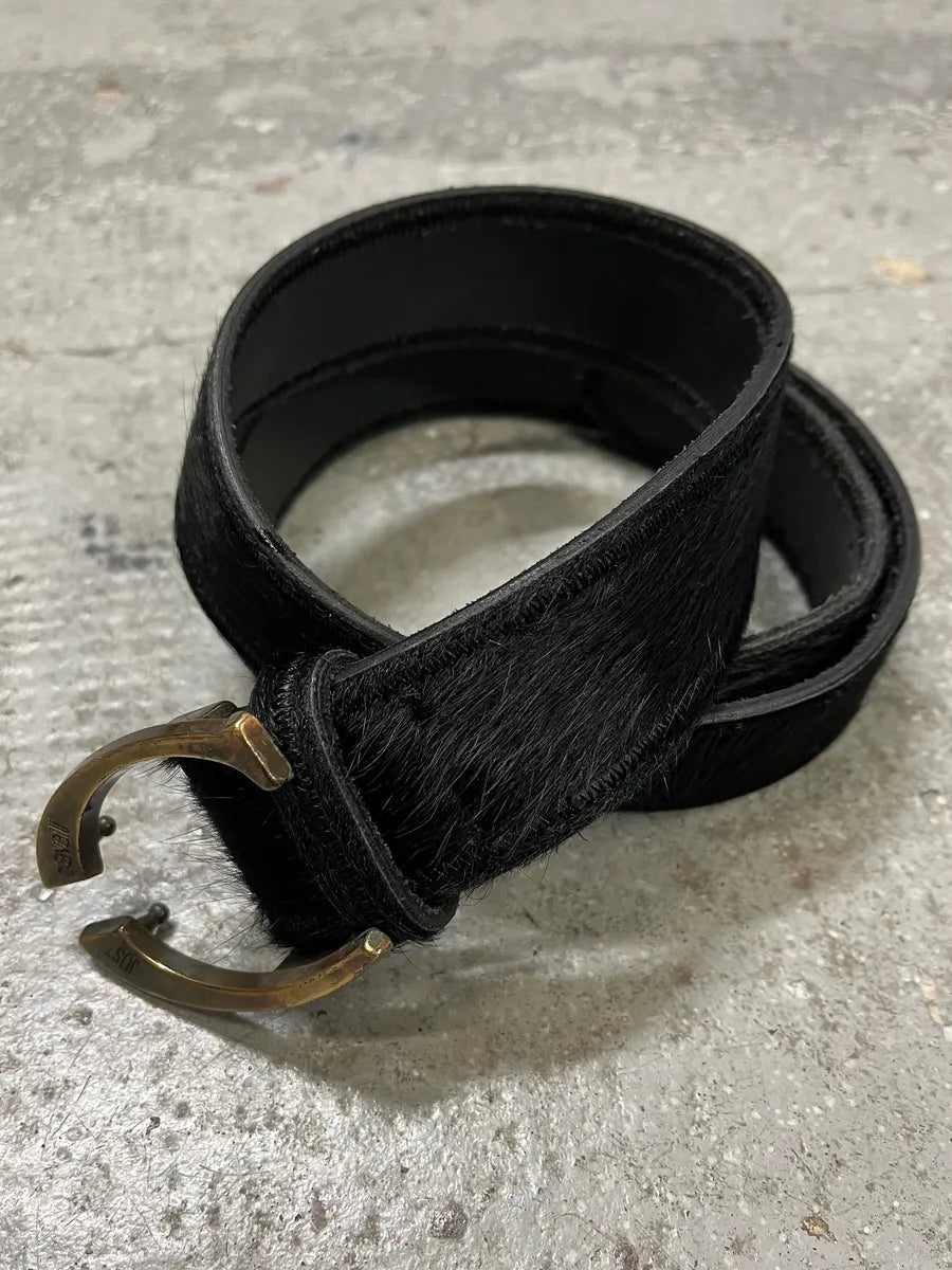 2000s Cavalli Black Pony Hair Leather Belt KkjQsUo 2