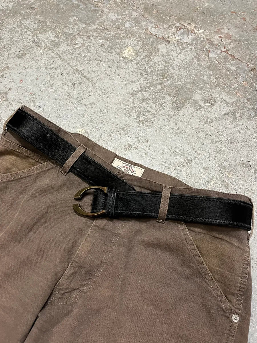 2000s Cavalli Black Pony Hair Leather Belt KkjQsUo 3