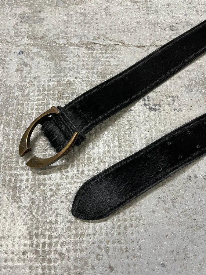 2000s Cavalli Black Pony Hair Leather Belt KkjQsUo 4
