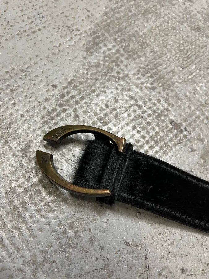 2000s Cavalli Black Pony Hair Leather Belt KkjQsUo 5