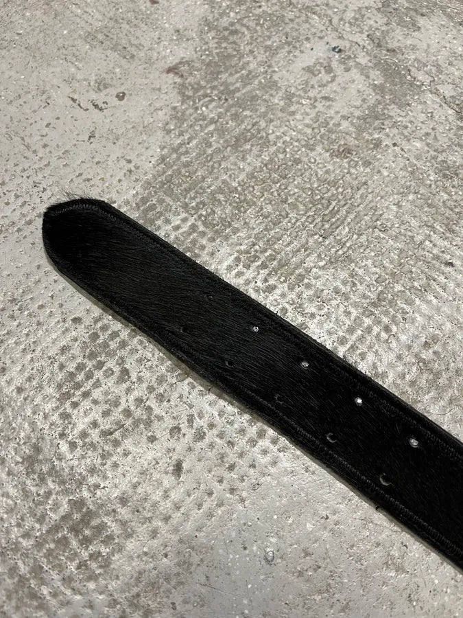 2000s Cavalli Black Pony Hair Leather Belt KkjQsUo 6