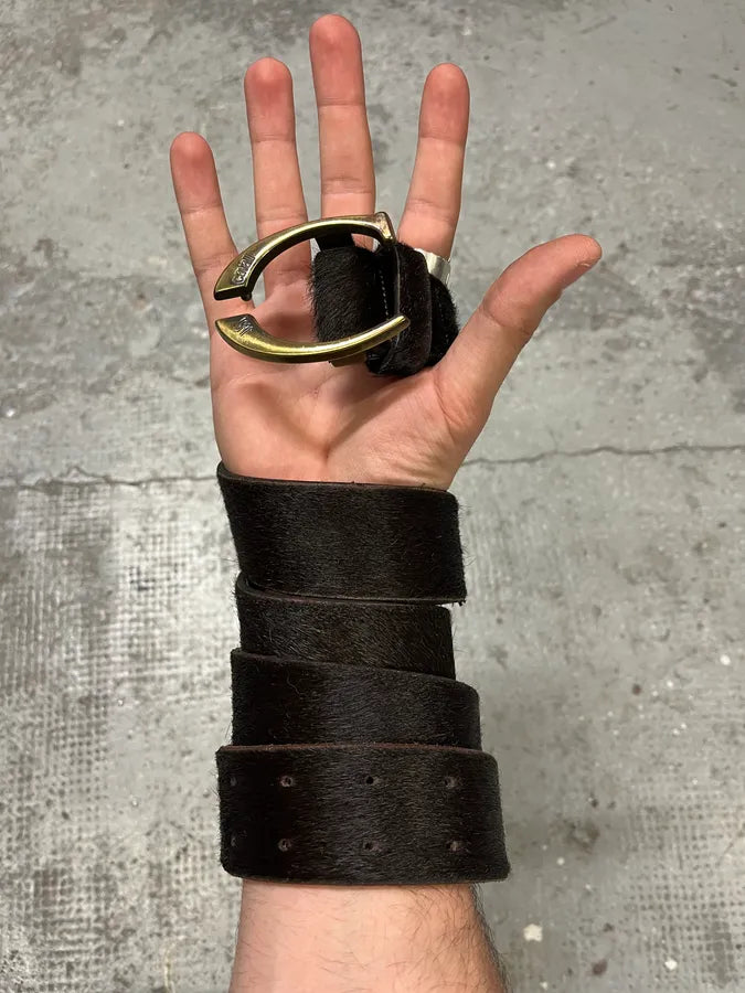 2000s Cavalli Black Pony Hair Leather Belt (OS) uyrooSi 0