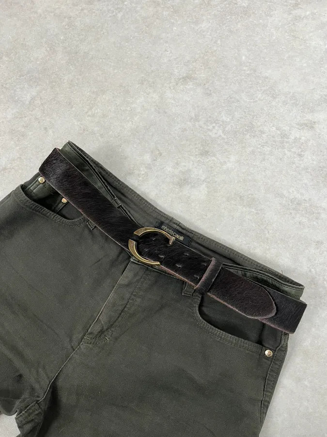 2000s Cavalli Black Pony Hair Leather Belt xSyyyHt 1