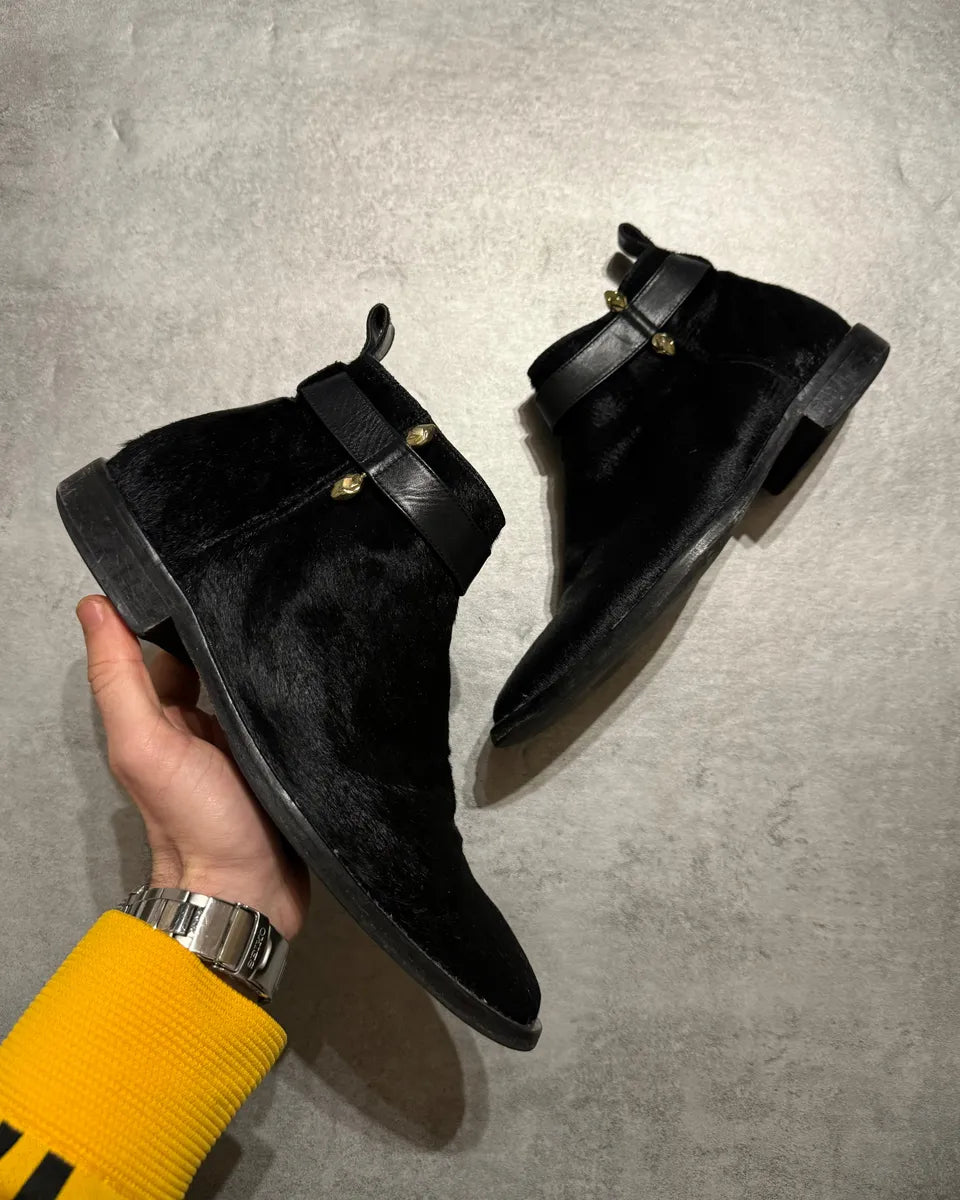 2000s Cavalli Black Pony Hair Leather Boots XYSyjNH 0