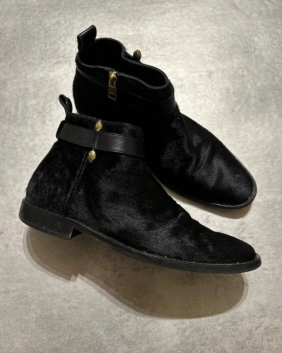 2000s Cavalli Black Pony Hair Leather Boots XYSyjNH 1