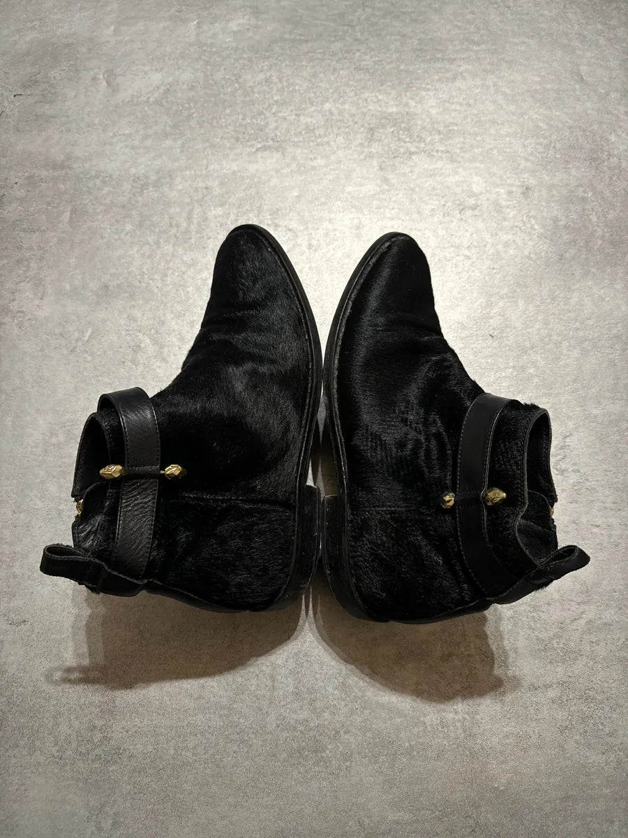 2000s Cavalli Black Pony Hair Leather Boots XYSyjNH 2