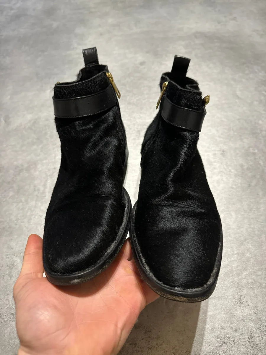 2000s Cavalli Black Pony Hair Leather Boots XYSyjNH 3