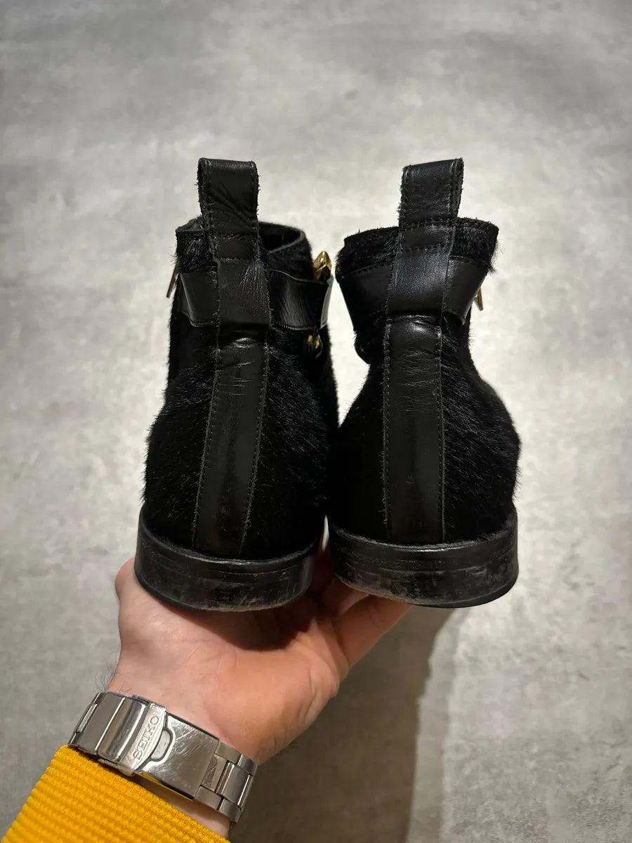 2000s Cavalli Black Pony Hair Leather Boots XYSyjNH 4