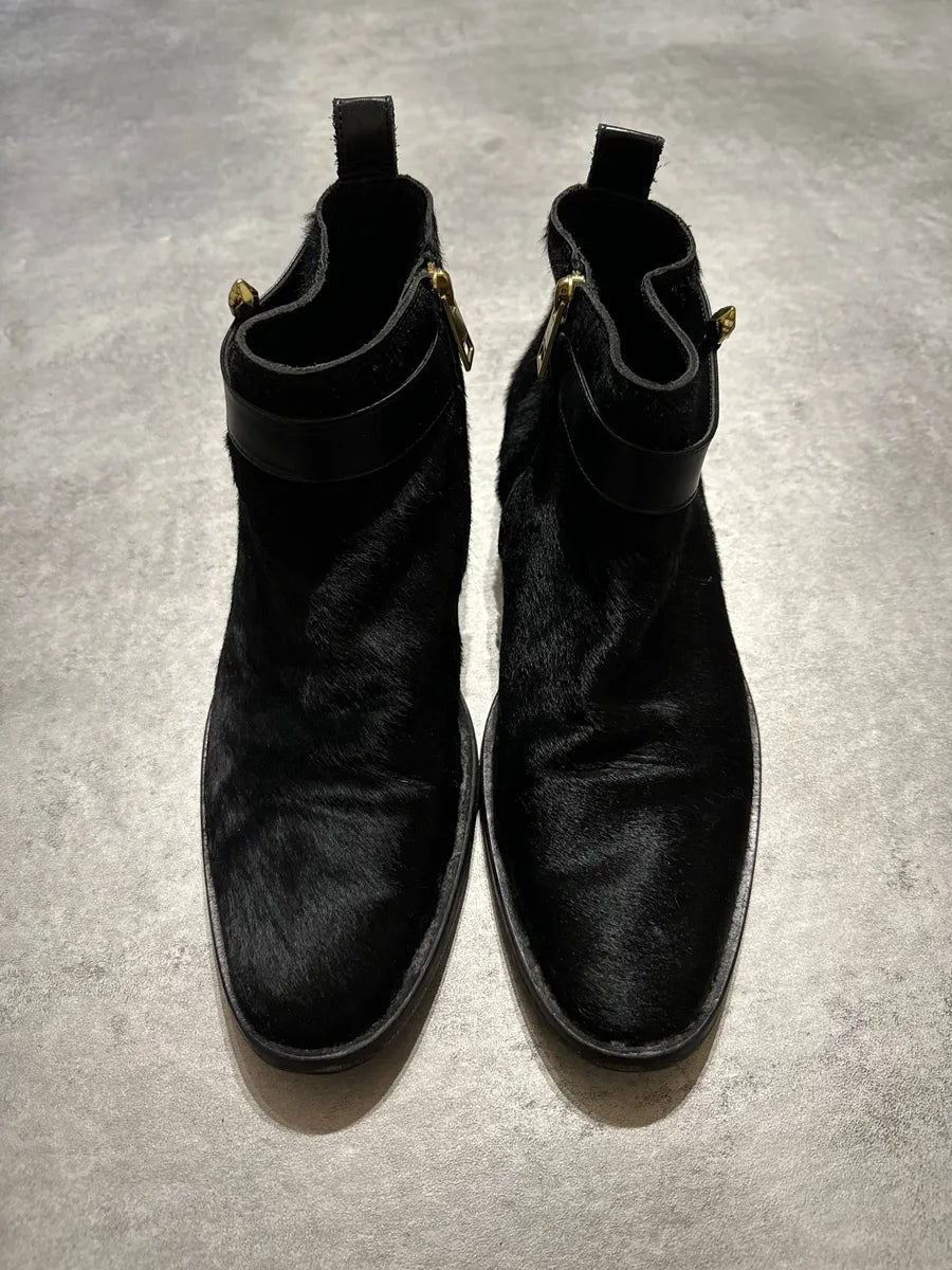 2000s Cavalli Black Pony Hair Leather Boots XYSyjNH 6