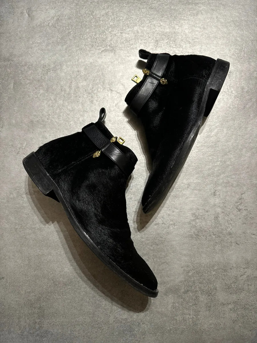 2000s Cavalli Black Pony Hair Leather Boots XYSyjNH 7