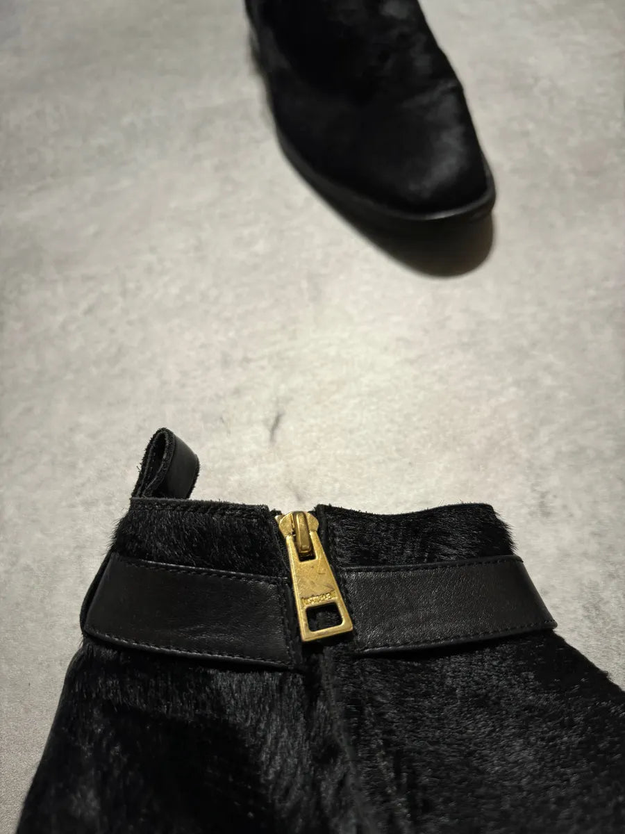 2000s Cavalli Black Pony Hair Leather Boots XYSyjNH 8