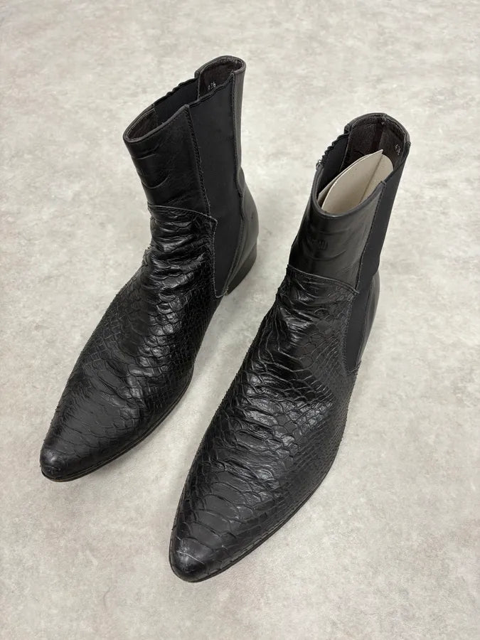 2000s Cavalli Black Python Leather Boots lpSollT 2