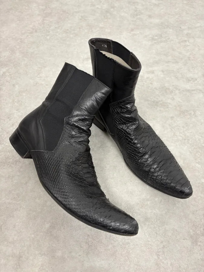 2000s Cavalli Black Python Leather Boots lpSollT 4