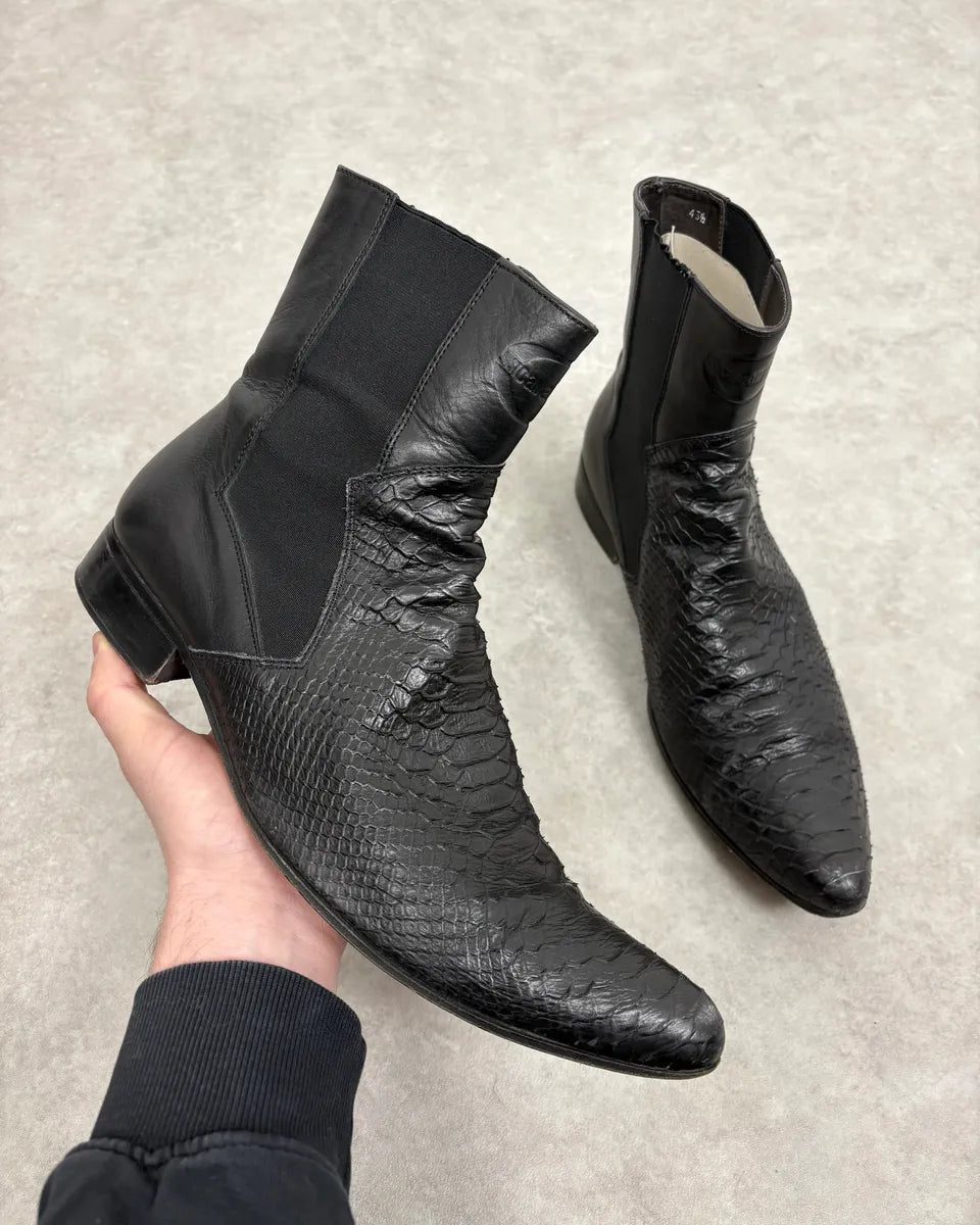 2000s Cavalli Black Python Leather Boots lpSollT 0