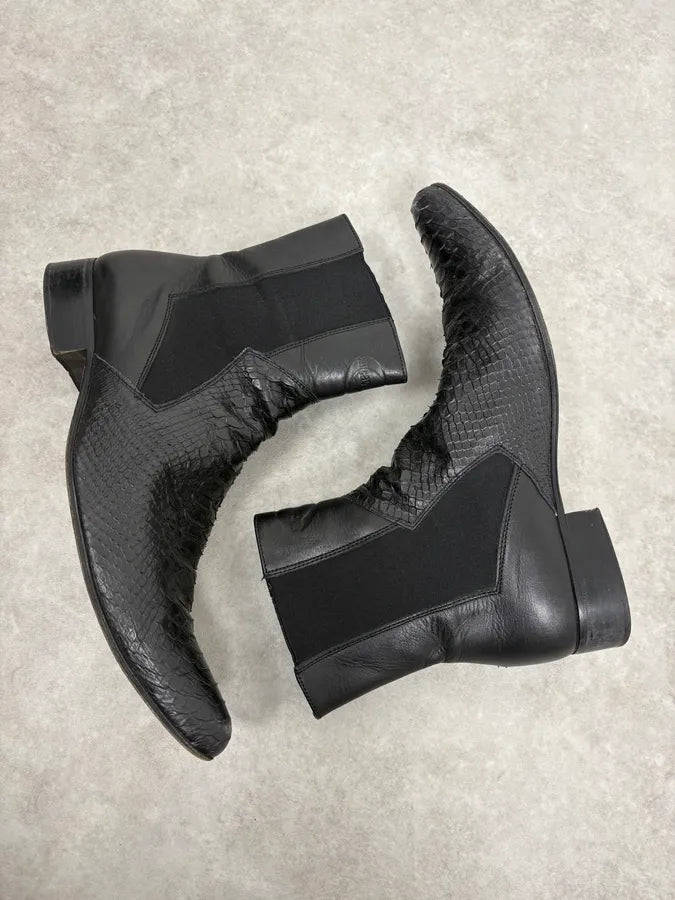 2000s Cavalli Black Python Leather Boots lpSollT 5