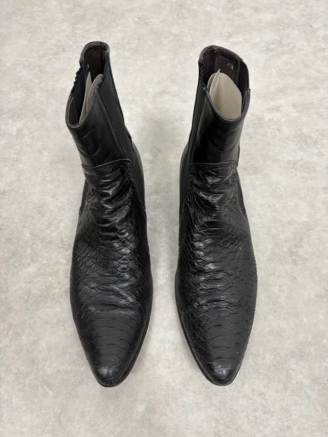 2000s Cavalli Black Python Leather Boots lpSollT 1