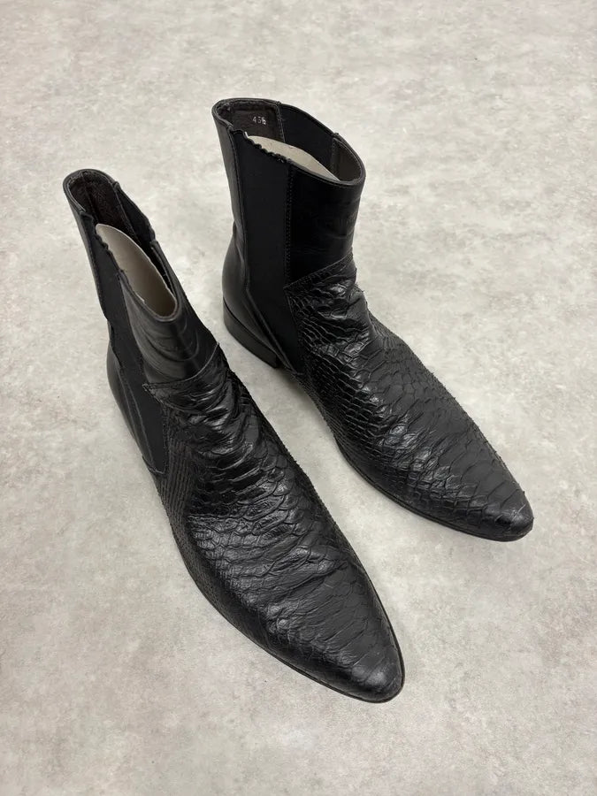 2000s Cavalli Black Python Leather Boots lpSollT 3