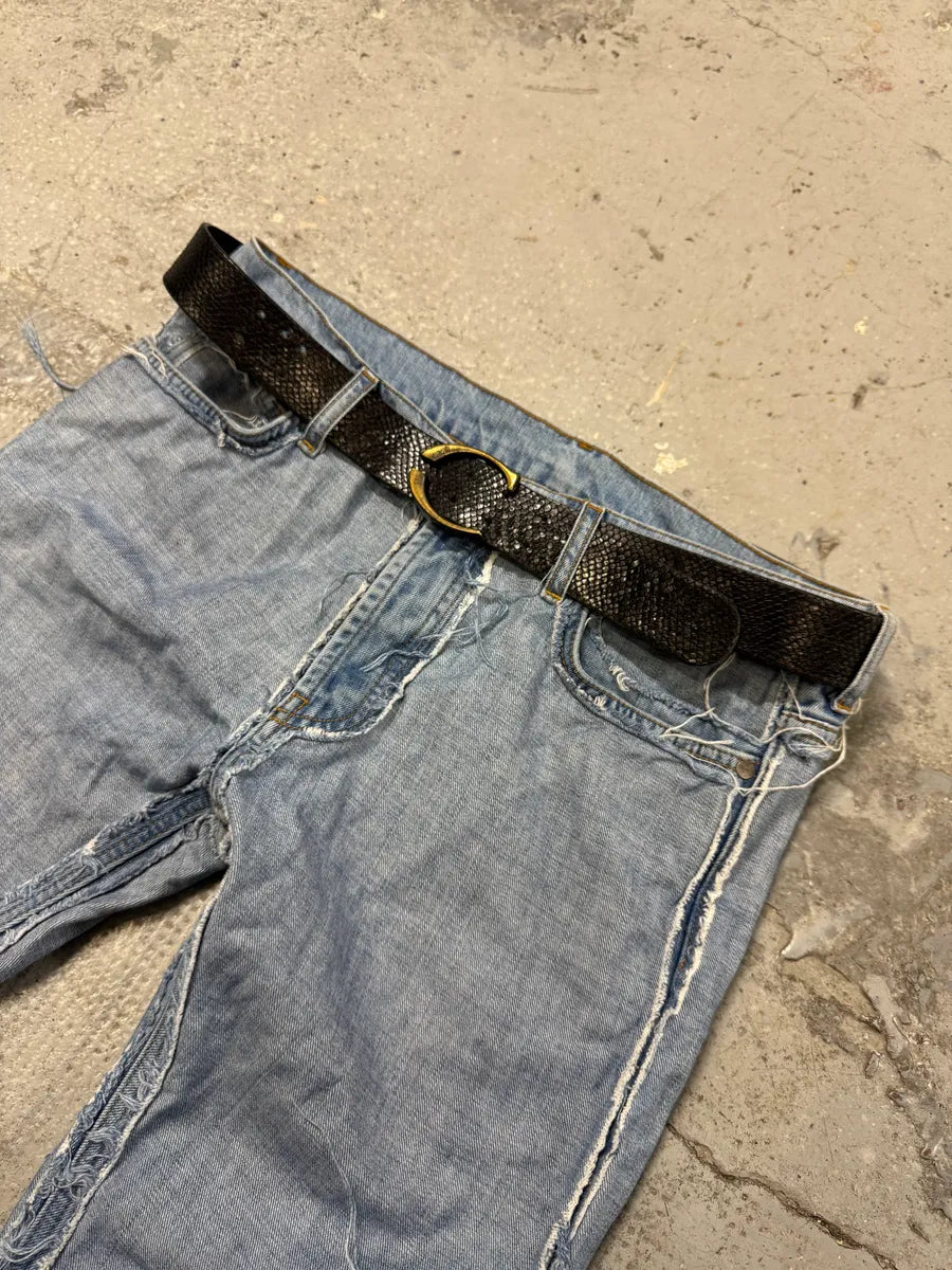 2000s Cavalli Black Snakeskin Effect Leather Belt BHsFeRh 1