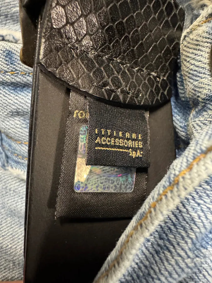 2000s Cavalli Black Snakeskin Effect Leather Belt BHsFeRh 3