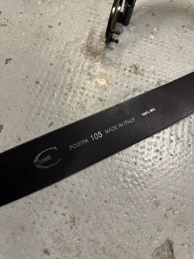 2000s Cavalli Black Snakeskin Effect Leather Belt BHsFeRh 4