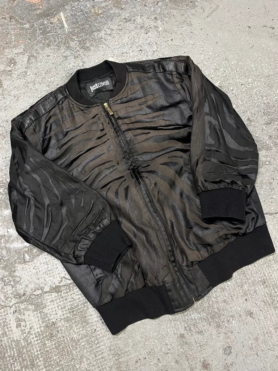 2000s Cavalli Black Solar Plexus Light Bomber Jacket (S/M) mWtLMOU 1