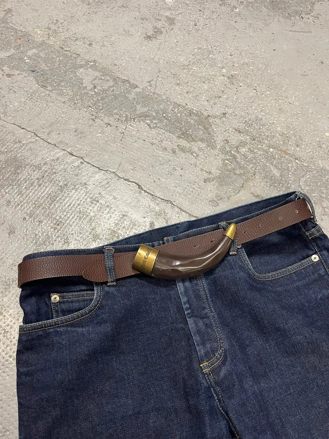 2000s Cavalli Black Spice Brown Leather Belt fVjtpvx 0