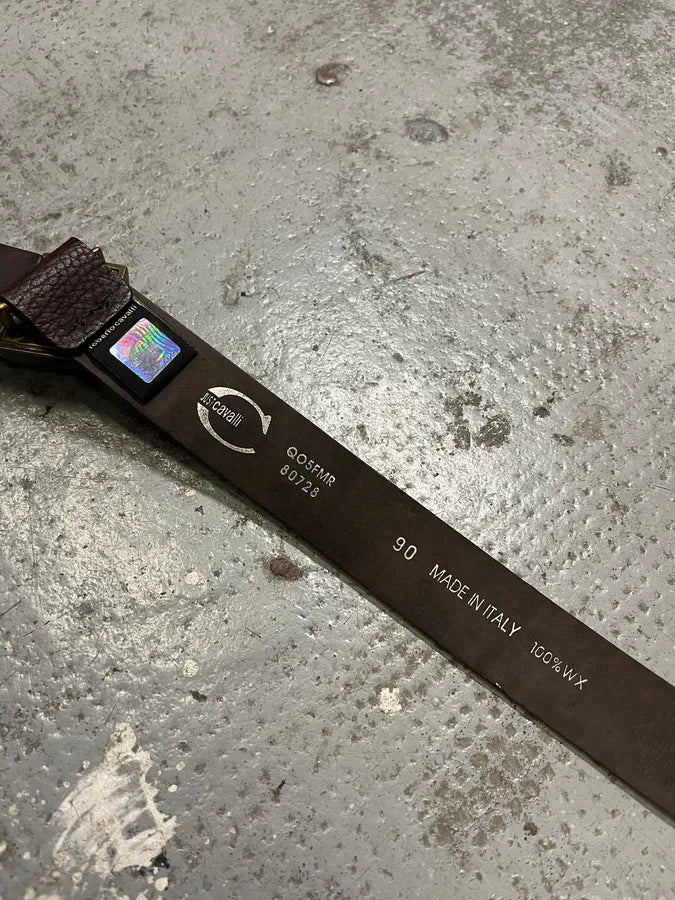 2000s Cavalli Black Spice Brown Leather Belt fVjtpvx 8
