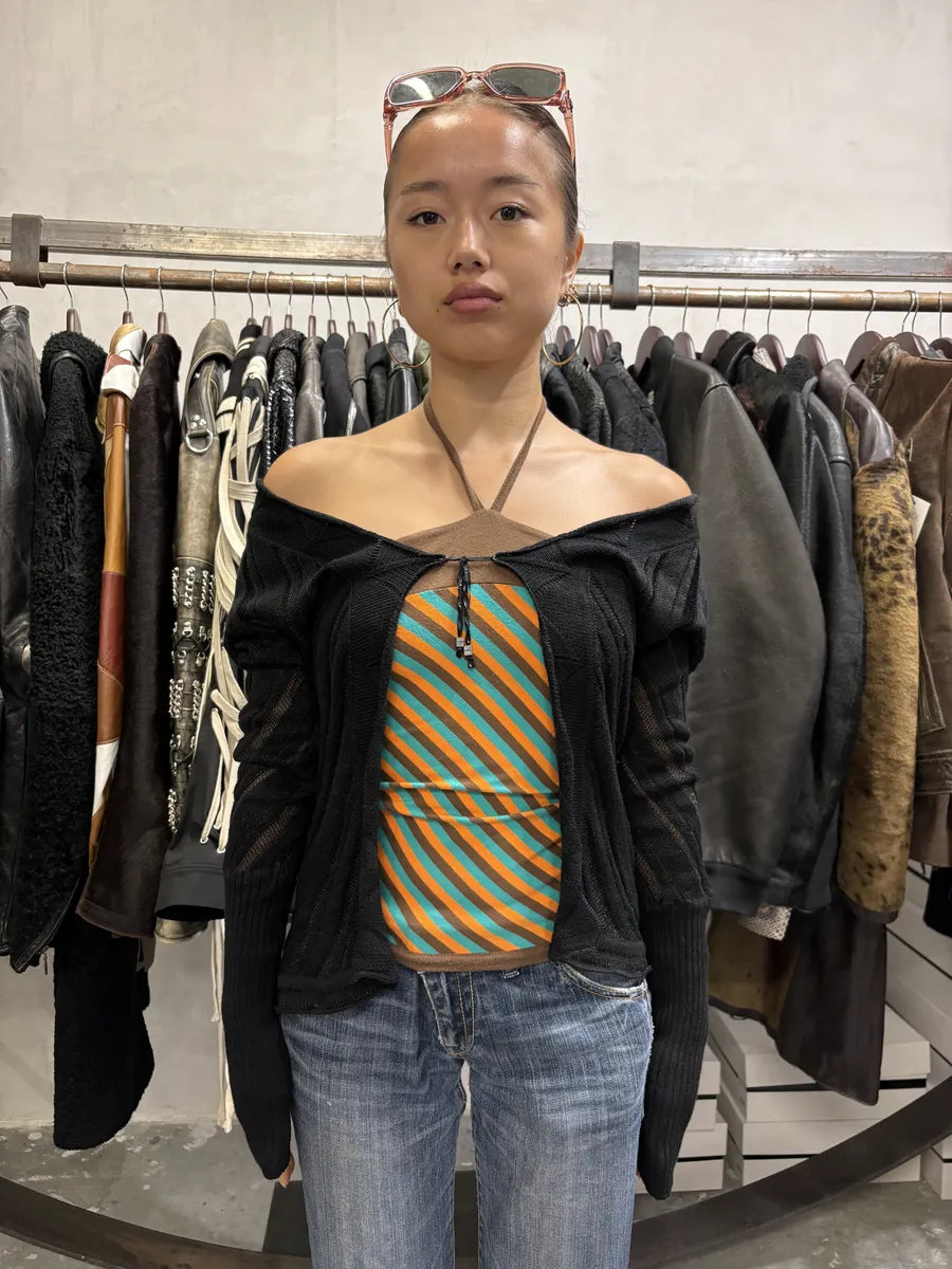 2000s Cavalli Black Stripes Wool Cardigan gArmeuJ 1