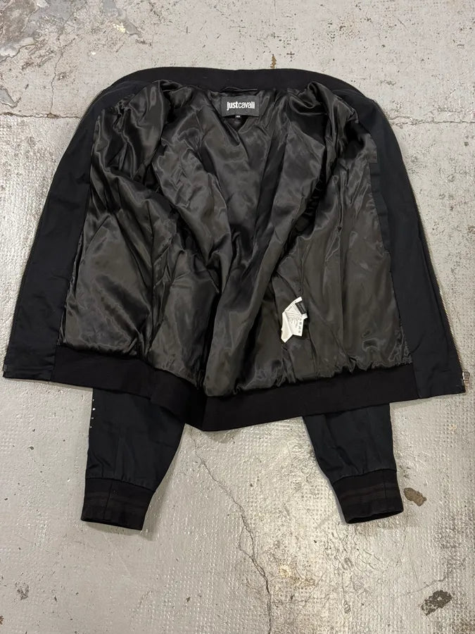 2010s Cavalli Black Studded Star Bomber Jacket RmyGenK 6