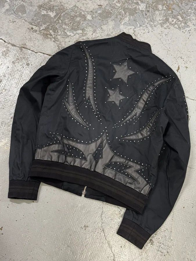 2010s Cavalli Black Studded Star Bomber Jacket RmyGenK 5