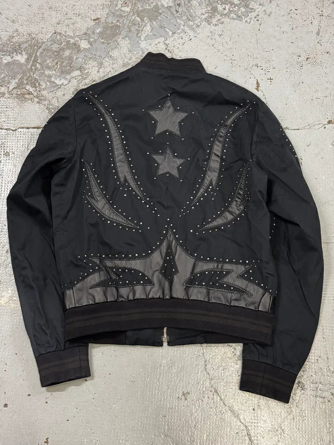 2010s Cavalli Black Studded Star Bomber Jacket RmyGenK 3